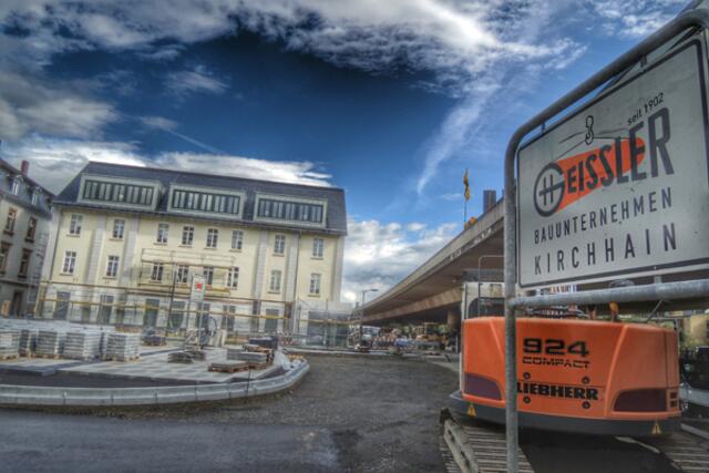 Bahnhofsvorplatz Marburg / Lahn - Großbaustelle vor dem Hauptbahnhof am 14.08.2014. | Foto: KDH / SDS Marburg