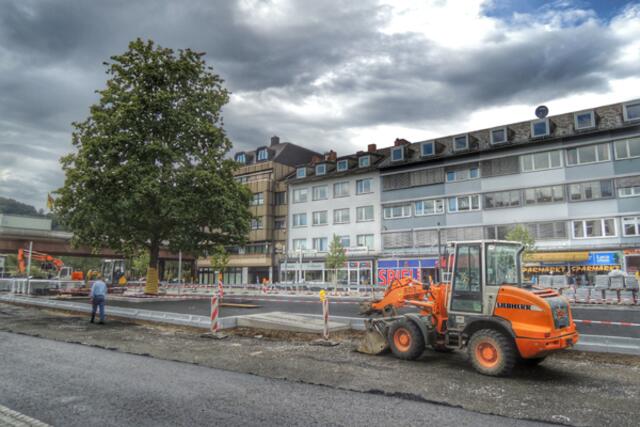 Bahnhofsvorplatz Marburg / Lahn - Großbaustelle vor dem Hauptbahnhof am 14.08.2014. | Foto: KDH / SDS Marburg