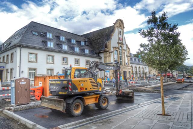 Bahnhofsvorplatz Marburg / Lahn - Großbaustelle vor dem Hauptbahnhof am 14.08.2014. | Foto: KDH / SDS Marburg