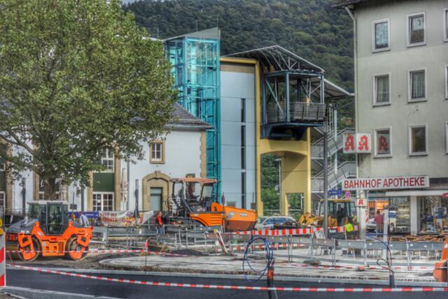 Bahnhofsvorplatz Marburg / Lahn - Großbaustelle vor dem Hauptbahnhof am 14.08.2014. | Foto: KDH / SDS Marburg
