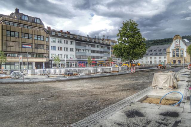 Bahnhofsvorplatz Marburg / Lahn - Großbaustelle vor dem Hauptbahnhof am 14.08.2014. | Foto: KDH / SDS Marburg