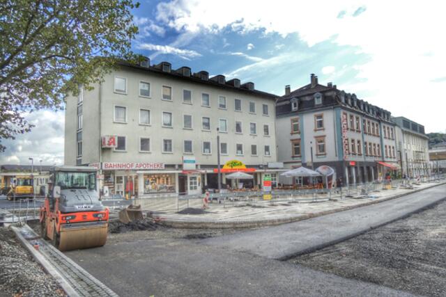 Bahnhofsvorplatz Marburg / Lahn - Großbaustelle vor dem Hauptbahnhof am 14.08.2014. | Foto: KDH / SDS Marburg