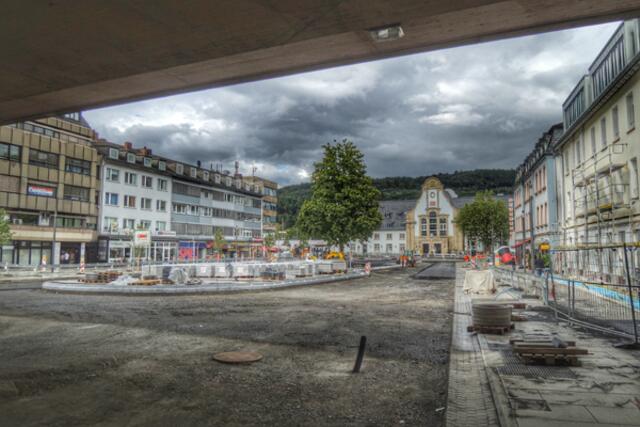 Bahnhofsvorplatz Marburg / Lahn - Großbaustelle vor dem Hauptbahnhof am 14.08.2014. | Foto: KDH / SDS Marburg