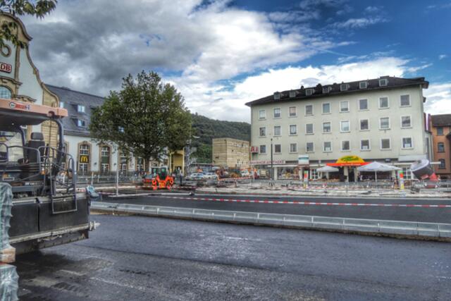 Bahnhofsvorplatz Marburg / Lahn - Großbaustelle vor dem Hauptbahnhof am 14.08.2014. | Foto: KDH / SDS Marburg