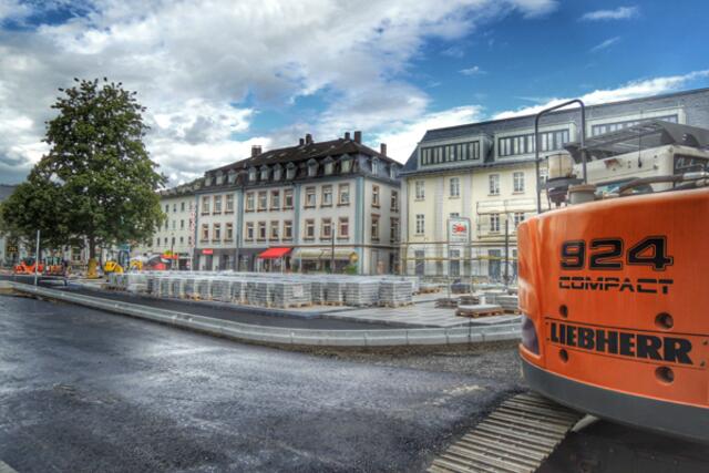 Bahnhofsvorplatz Marburg / Lahn - Großbaustelle vor dem Hauptbahnhof am 14.08.2014. | Foto: KDH / SDS Marburg