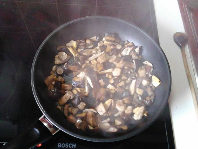 .. hier braten Mischpilze