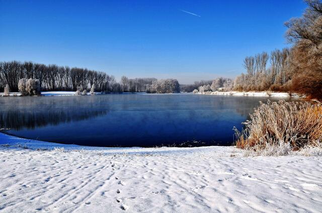 Winter am Autobahnsee in Augsburg