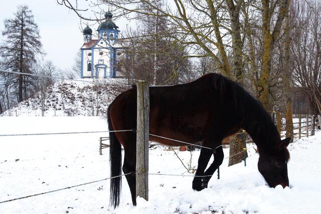Winter an der Burgstallkapelle in Altkissing