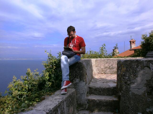 Mit Gisela und David von Olivari zum Bürgermeister von Moscenice