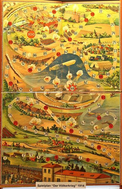 Das Brettspiel "Der Völkerkrieg" 1914 dient der Sonderausstellung des Heimat- und Geschichtsvereins Kirchhain als Überschrift.