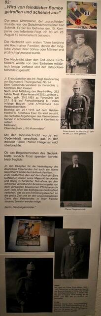 Spielfeld Nr. 82 - Der erste Kirchhainer, der 'ausscheiden' musste, war der Schuhmachermeister Karl Schmitt. Im 1. Weltkrieg sind 99 Soldaten aus Kirchhain gefallen.