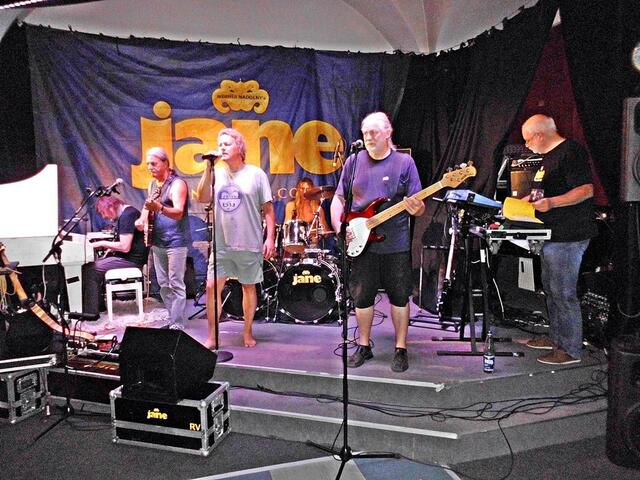 Soundcheck in Cuxhaven 18.07.2014, v.l.: Werner Nadolny, Dete Klamann, Torsten Ilg, Sven Petersen, Rolf Vatteroth, Frank Werwitzki
