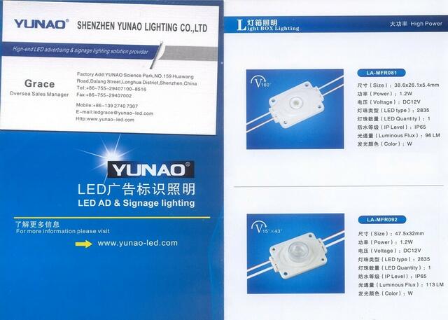Ausschnitt aus einem Faltblatt von einem chinesischen LED-Anbieter