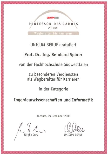 Ausgezeichnet als Wegbereiter für Karriere(n) | Foto: Prof. Dr.-Ing. Reinhard Spörer, Leiter des Karrieretages Soest
