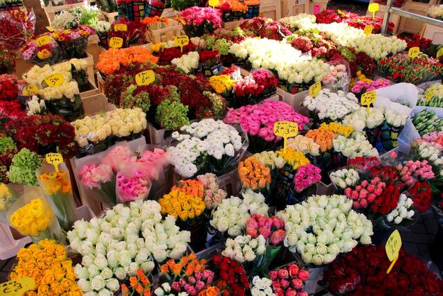 Tulpenpracht auf einem Wochenmarkt
