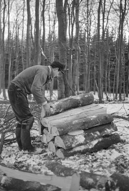 Holzscheite werden gestapelt | Foto: aus Küttner-Archiv