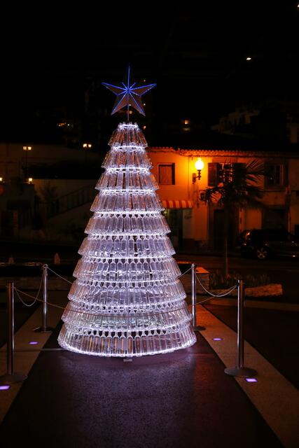 Der "Recycling-Tannenbaum" vorm Hotel ... naja ...