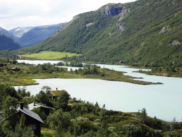 Nach dem Übersetzen geht es am nördlichen Fjordufer entlang und dann in die Berge hinauf. Ständig hoch und wieder runter ist im gebirgigen Norwegen Normalität.