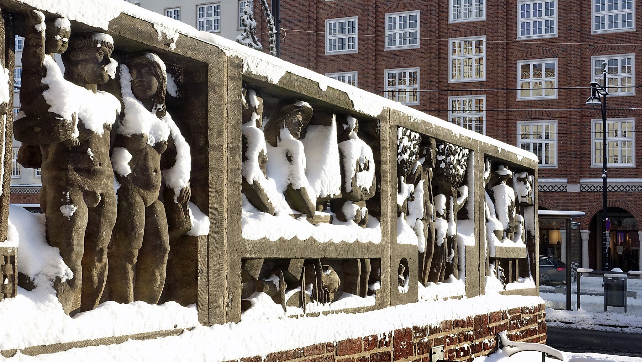 In Rostock gesehen Denkmäler im Schnee Rostock