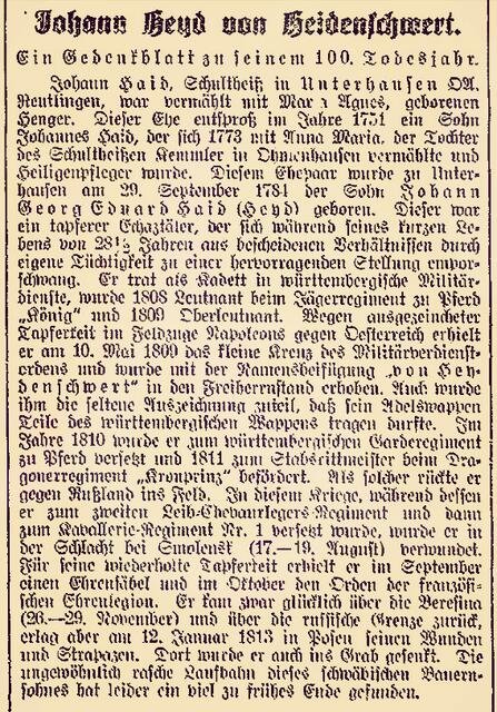 Immer wieder erinnerte in der Vergangenheit auch der Reutlinger General-Anzeiger an Heyds Heldentaten.