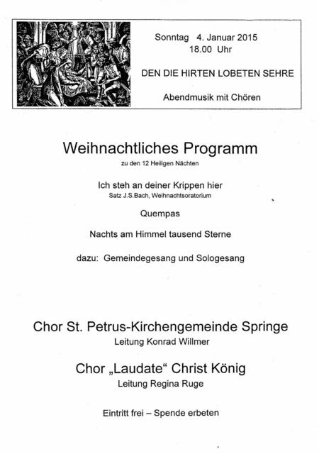Einladung zur Abendmusik in St. Petrus, Springe