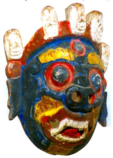 Bhairab, der  tibetische  Beschützer der Tempel mit Totenschädeln