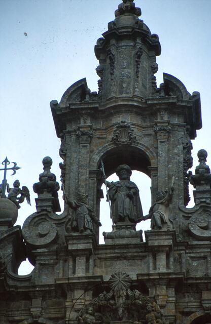 Sankt Jacobus in der Fassade der Kathedrale von Santiago de Compostela
