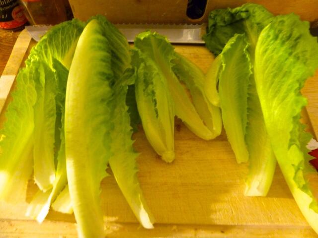 Die Blätter vom Salat gründlich kalt waschen und abschütteln