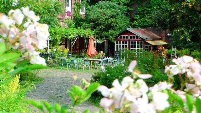 Blick über den Löw´schen Hof. Im Vordergrund ein "Rösel-Dach" ...