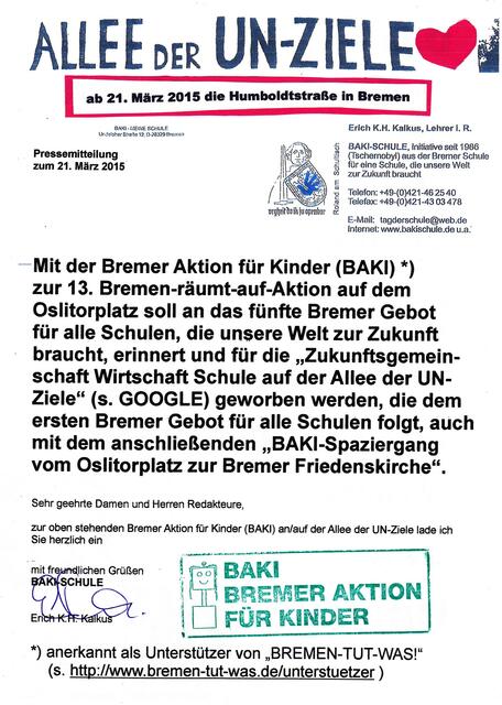 BAKI-Pressemitteilung zum 21. März 2015