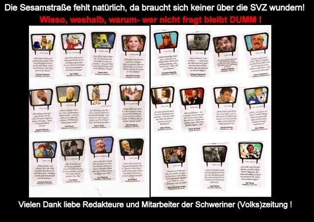 Quelle SVZ 80 Jahre Fernsehen und die Lieblingssendungen der MItarbeiterder SVZ