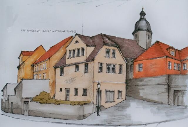 Freyburger Straße mit Othmarskirche (aus Kalender 2015 städtebauliches Skizzenbuch)