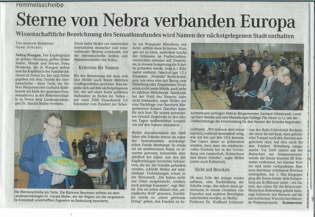 Presseartikel zur Himmelsscheibe !