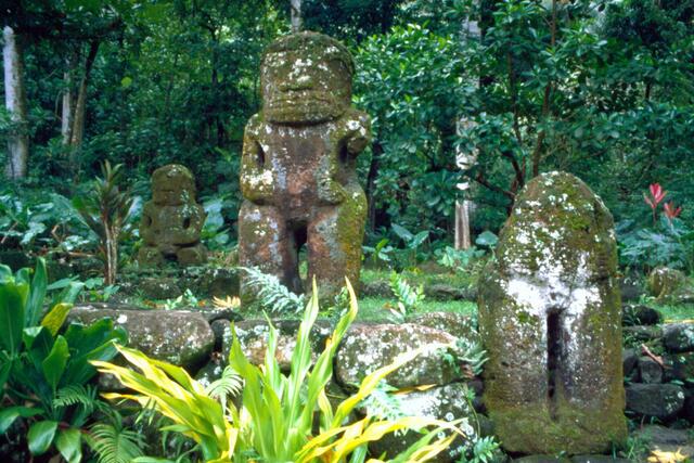Tikis im Regenwald. Foto: „Tikimarquesas“ von American aus der deutschsprachigen Wikipedia. Lizenziert unter CC BY-SA 3.0 über Wikimedia Commons - httpcommons.wikimedia.orgwikiFileTikimarquesas.jpgmediaFileTikimarquesas.jpg