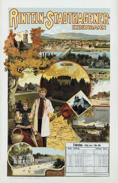 Ein historisches Plakat aus der Zeit kurz nach Eröffnung der Eisenbahn Rinteln-Stadthagen lässt darauf schließen, dass die Gegend schon damals für "Sommerfrischler" (heute würde man "Touristen" sagen) attraktiv gewesen sein muss. Einen Nachdruck gibt es käuflich zu erwerben u. a. in der "Eulenburg.Museum Rinteln", mehr Infos dazu hier: http://www.myheimat.de/rinteln/kultur/geschenktipp-historisches-plakat-der-eisenbahn-rinteln-stadthagen-d2635308.html | Foto: Die Eulenburg. Museum Rinteln