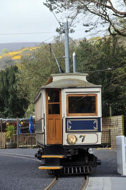 Historische Straßenbahn in Laxey.