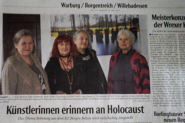 Künstlerinnen erinnern an Holocaust. Zeitungsartikel Warburg/Borgenteich/Willebadessen.