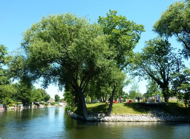 Das Schiff gleitet am Packhofgelände vorbei.
