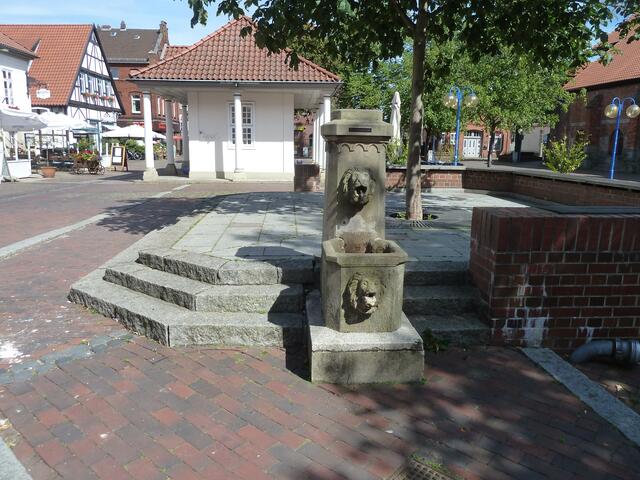 Ein Brunnen mit Löwenkopf