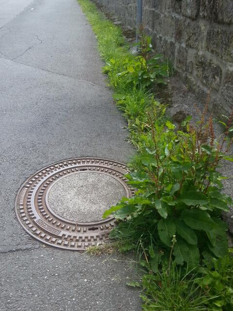 ...jetzt unterhalb des alten Friedhofes - die Auffahrt zur historischen Altstadt, kurz hinter dem Schild "deutsche Fachwerkstrasse"