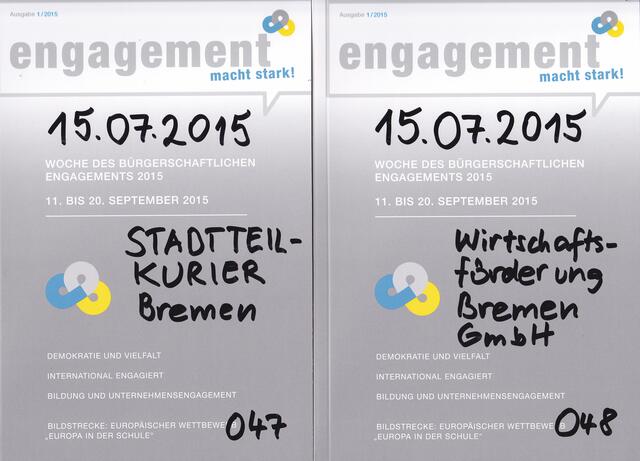 engagement macht stark! 15.07.2015 STADTTEIL-KURIER Bremen 047; engagement macht stark! 15.07.2015 Wirtschaftsförderung Bremen GmbH 048