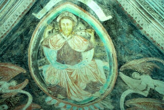 Fresken in der Kirche St. Nikolaus im benachbarten hoch gelegenen Dorf Rojen im Vinschgauer Oberland