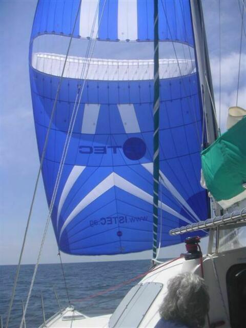 Parasailor (Spi mit Flügel) zieht viel besser als Segel in Schmetterling - Stellung