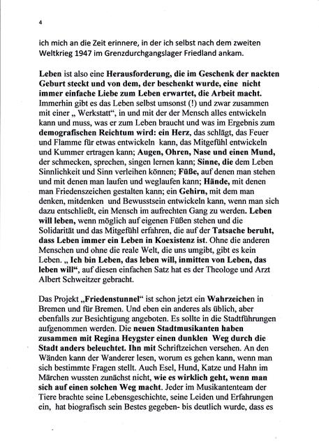 Prof. Dr. Annelie Keil, Rede im Bremer Friedenstunnel am 6. September 2015, Seite 4 | Foto: Prof. Dr. Annelie Keil