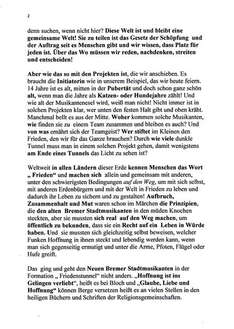 Prof. Dr. Annelie Keil, Rede im Bremer Friedenstunnel am 6. September 2015, Seite 2 | Foto: Prof. Dr. Annelie Keil