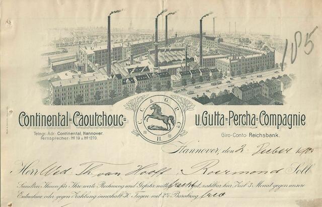 Werk in der Vahrenwalder Straße, Rechnung, 1905