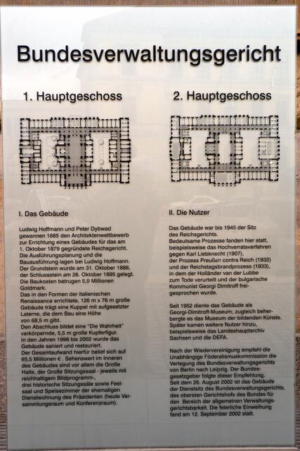 Tafel zum Bundesverwaltungsgerichtes in Leipzig (zu vorherigem Bild P1200796: Bildunterschift anpassen)
