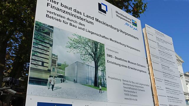 Auf der Bautafel ist zu erkennen, wie der Bereich aussehen soll.
