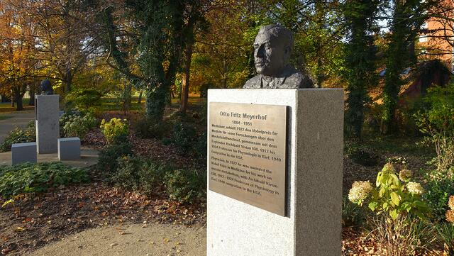 Kieler Nobelpreisträger (Bronze, Granit, 2015), Bildhauer Jörg Plickat, Ratsdienergarten. Foto: Helmut Kuzina