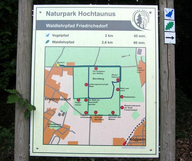 Infotafel zum Vogel- und Waldlehrpfad
